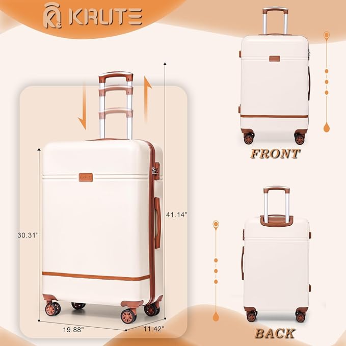 Krute Large Luggage 28 inch Suitcase with TSA Lock PC+ABS Hard Shell Checked Luggages with Spinner Wheels Hard Side Suitcases
