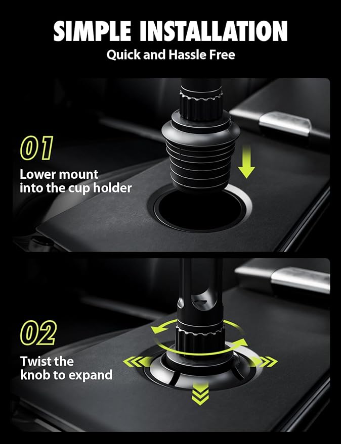Bracketron OneClick Cup Phone Holder for Car - Universal Cup Holder Phone Mount, Fits Devices up to 4.2", 360° Rotation with Twist-Expand Base & Folding Support Legs