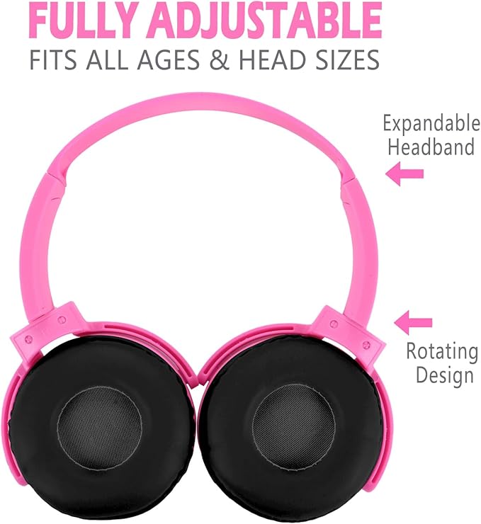 Kids Headphones 2 Pack for School Classroom K-12, Durable Wired Student Computer Online Learning Headset for Laptop Library Airplane and Travel (Pink+Orange)