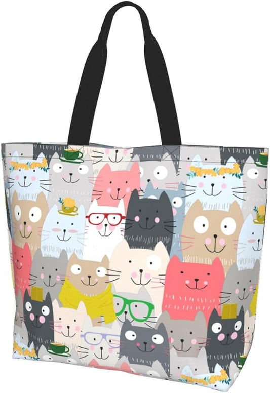 Large Tote Bag for Women Portable Beach Bag Reusable Grocery Bags Funny Gift Bag for Shopping Gym Travel