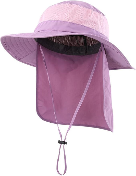 Home Prefer Outdoor UPF50+ Mesh Sun Hat Wide Brim Fishing Hat with Neck Flap Sun Hat for Men Women