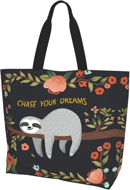 Large Tote Bag for Women Portable Beach Bag Reusable Grocery Bags Funny Gift Bag for Shopping Gym Travel