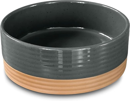 Mora Ceramic Pet Bowl Size Medium - Food/Water Dish for Large Puppies, Cats, Retrievers, Medium Sized Dogs, ect. 28oz or 4 Cups - Basic Bowls for Your Dog or Cat, Mix and Match for a Set - Charcoal