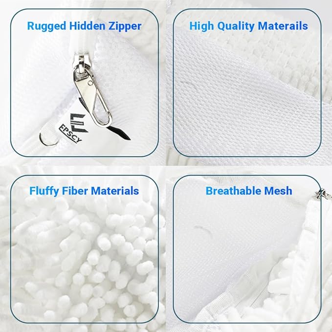 EPSCY Shoe Washing Machine Bag 2 Pack - Reusable Deep Clean Sneaker Bags - Fits All Shoe Sizes & Types, Self-Locking Zipper, Protects Machine (White)