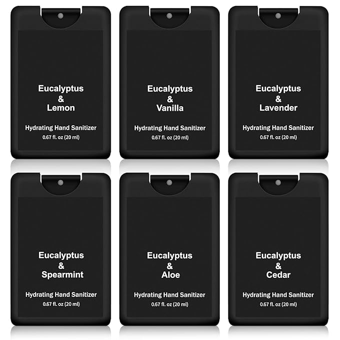 6 Pack Hand Sanitizer Spray Bulk Eucalyptus Travel Size Scented Hand Sanitizer Spray Mini Hydrating for Men Office Cleans Hands Coworker Staff Teacher Pocket Gifts