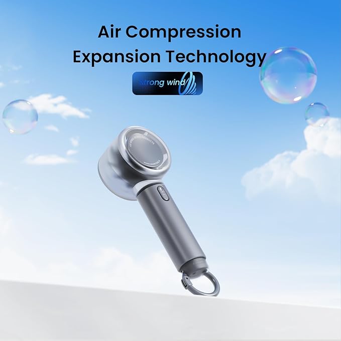 AIRMATE Portable Handheld Fan, 5 Wind Speed Adjustable, 3000mAh Battery Rechargeable, Durable Motor, 13000RPM Super Powerful Wind, Personal Turbo Hand Held Mini fan for Makeup/Travel/Outdoor (Grey)