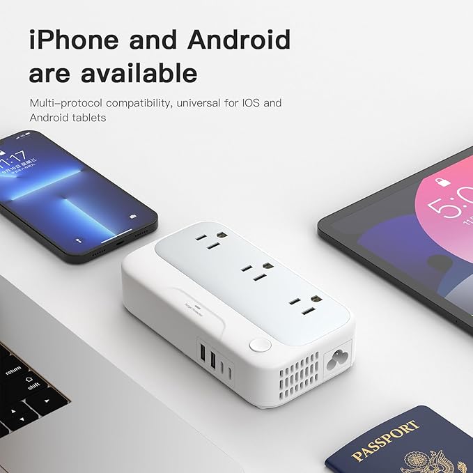 Universal Voltage Converter us to Europe, 220v to 110v Power Travel Converter Combo, 250W Step Down European Adapter 220 to 110 for UK Italy, Transformer European Travel Plug for Curly Hair Stick