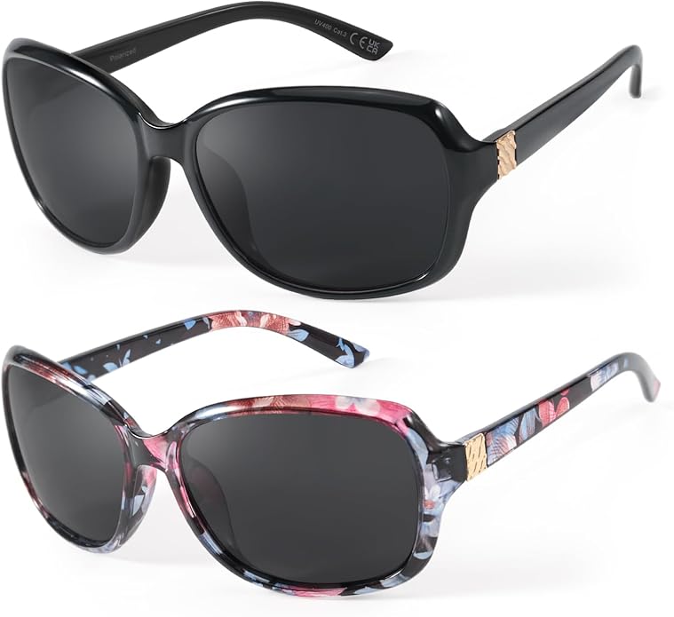 SIPHEW Polarized Sunglasses for Women | Vintage Square Sunglasses w UV400 Protection | Womens Wraparound Shade