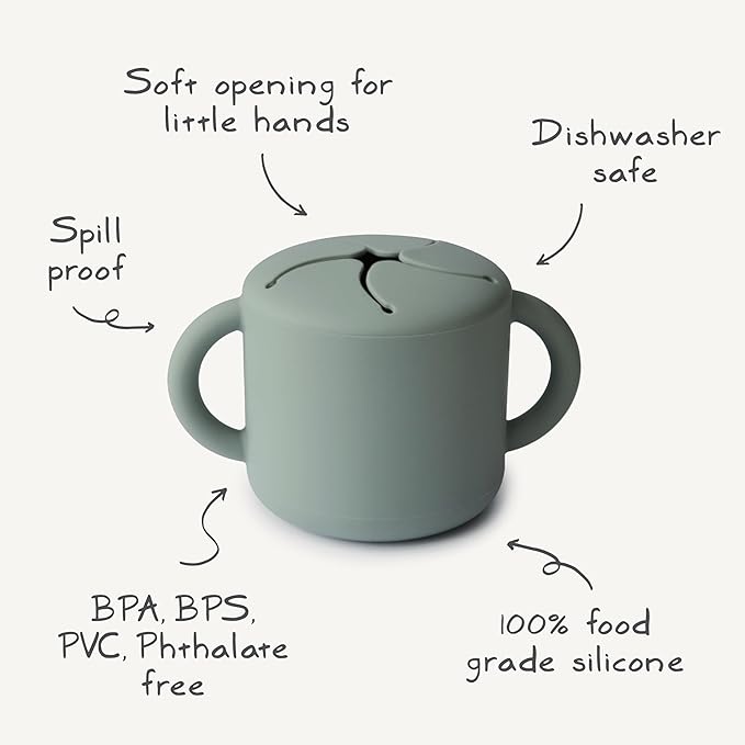 mushie Silicone Snack Cup | Spill Proof Food Container for Toddler and Baby (Natural)