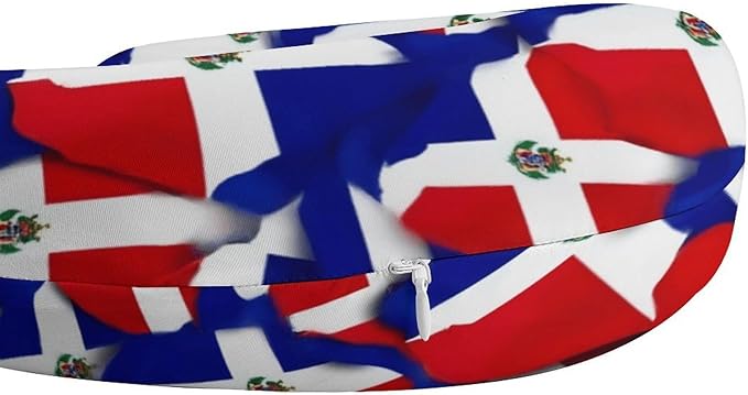 Soft Polyester Compact Neck Pillow, Dominican Republic Flag Wave U-Shaped, Cervical Support for Home Car Travel Sleep, Machine Washable Comfort Design