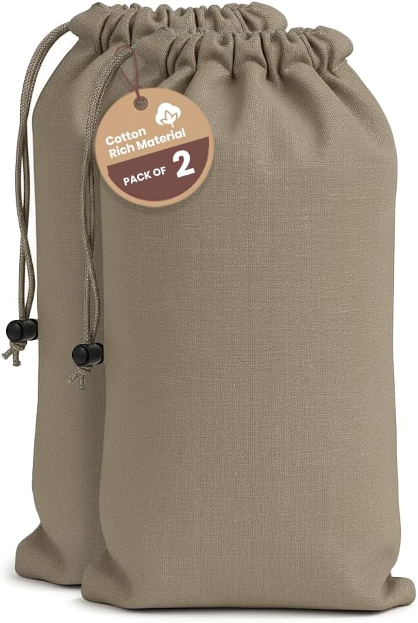 LFH Cotton Rich Shoe Storage Bags with Drawstring, Dustproof Breathable Reusable Organizer, Perfect For Travel, Dorm, Hotel, College, Gym, Easy to Carry Machine Washable 12"x17" (Pack of 4) - Chambray