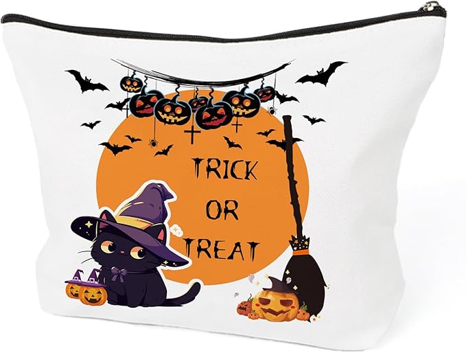 Halloween Bag Gifts for Women Gifts for Teens Trick or Treat Bags Boo Basket Stuffers for Women Holloween Cosmetic Bag Cute Stuff for Teen Girls Mini Makeup Bag Funny Gift for Adults