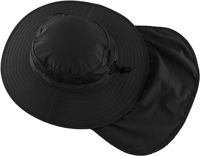 Home Prefer Outdoor UPF50+ Mesh Sun Hat Wide Brim Fishing Hat with Neck Flap Sun Hat for Men Women
