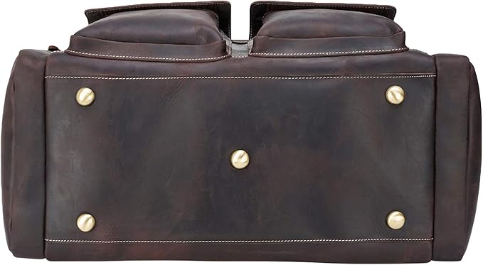 Polare 23" Duffel Thick Full Grain Cowhide Leather Gym Weekender Overnight Luggage Bag For Men 42L