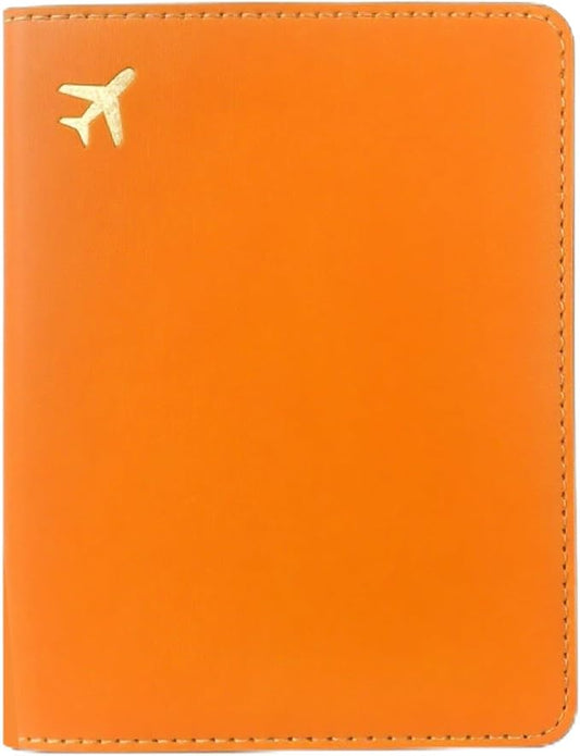 PU Leather Passport Holder Covers Case, Waterproof Rfid Blocking Travel Wallet Passport Holder(Orange)