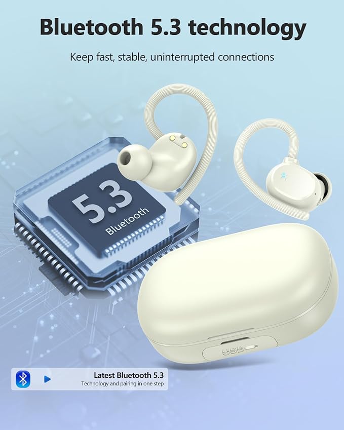 Ear buds Wireless Bluetooth Earbuds Sport 2025 NEW Bluetooth 5.3 Headphones 128H Playtime with LED Display Powerful Bass Over Ear Earphones with Earhooks IP7 Waterproof for Gym/Running/Workout
