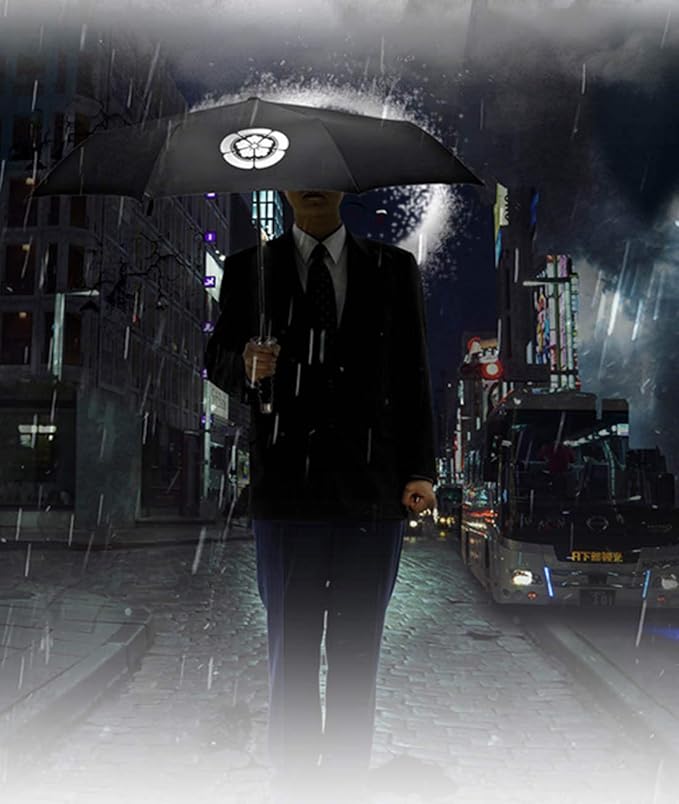 Cool Lemon Samurai Katana Master Sword Hilt Handle Folding Umbrella Anime Portable Travel Japanese Ninja Compact Umbrellas Windproof, Black Glue Anti UV, Business Birthday Gift for Men