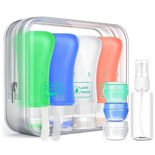 14 Pack Silicone Travel Bottles Set, Leak Proof Travel Size Containers, Perfect For Personal Travel (Green)