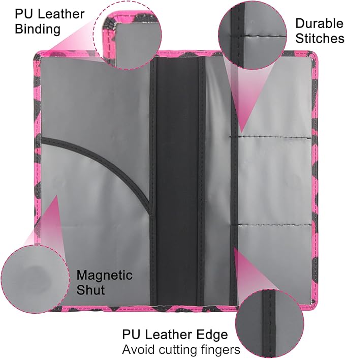 Premium Car Registration & Insurance Card Holder with Magnetic Shut, Vehicle Glove Box Car Organizer - For Documents, Cards, License (Leopard B)