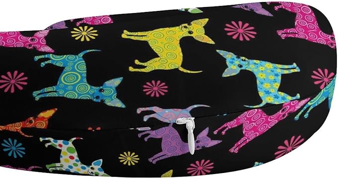 Funny Travel Neck Pillow Memory Foam U Shaped Cushion Chihuahua Dog Animal, Washable Cover for Men Women Teens Airplane Car Sleep