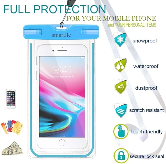 Waterproof Phone Pouch, Universal Waterproof Phone Case, Dry Bag Outdoor Beach Bag for iPhone 15 14 13 12 11 Pro Max XR SE XS 8 7 6S Plus, Galaxy Other Phones Up to 6.9''-4 Pack