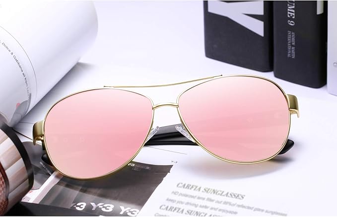 CARFIA Polarized Sunglasses for Women UV Protection Ultra-Lightweight Comfort Metal Frame Driving Glasses CA3210