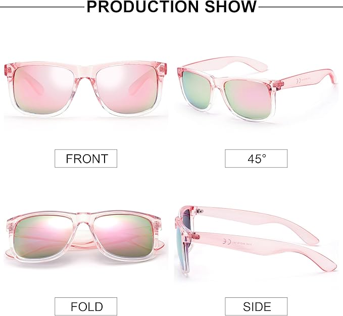 UV400 Polarized Sunglasses Men Women, Classic Square Lightweight Shades, Anti-Glare HD Trendy Sunnies for Leisure