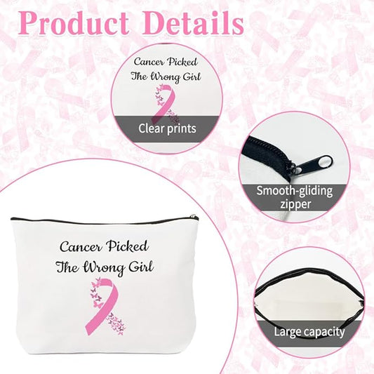 Breast Cancer Awareness Cosmetic bag Breast Cancer Survivor Gifts Pink Ribbon Cancer Accessories for Women Motivational Gifts for Wife Girlfriend Sister Make up Bag Thoughtful Gift for Patients Women