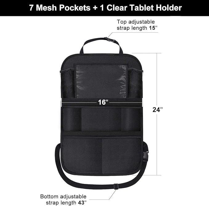 ONE PIX Backseat Car Organizer Mats Back Seat Organizers and Storage Bag with Touch Screen Tablet Holder for Kids Toddlers Seats, Travel Accessories, Road Trip Essentials (2PCS)