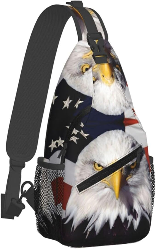 American Flag Sling Bag Multipurpose Crossbody Sling Backpack Travel Cycling Hiking Shoulder Bag For Women Men