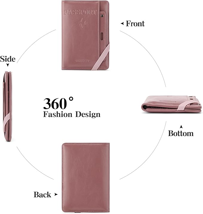 Rfid Passport Holder for Travel Women Men Passport Wallet Rfid Blocking with Card Slots and Pen Holder