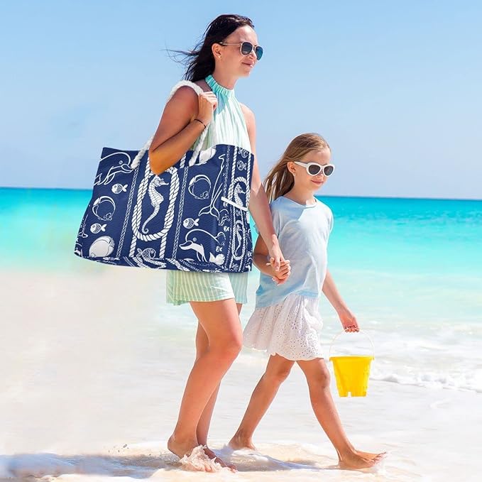 senya Large Beach Shoulder Bags Canvas Tote Water Resistant for Gym Travel Daily