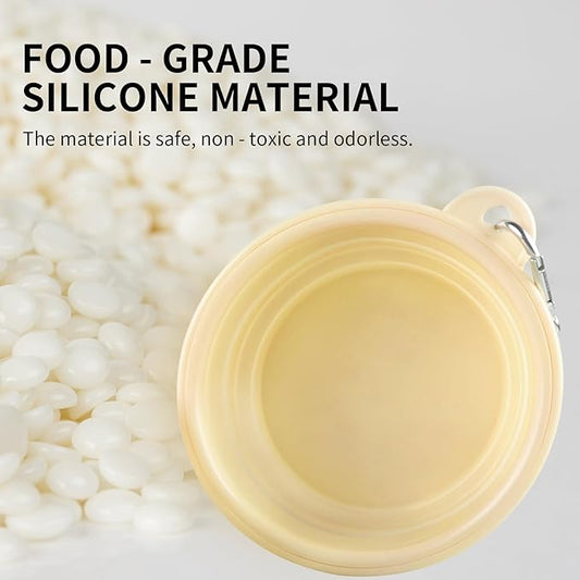 Collapsible Dog Bowls 2-Pack, Portable Travel Dog Bowl with Carabiner, Food-Grade Silicone Pet Bowl for Hiking, Walking (Macaron Yellow and Violet)