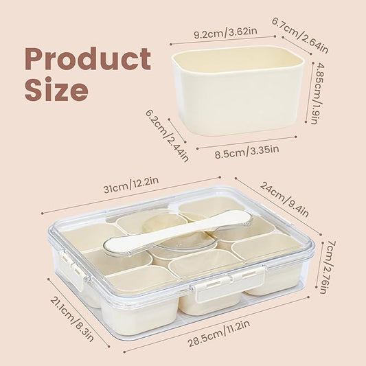 Snack Box Container, Portable Travel Charcuterie Board with Lid, Refrigerator Food Storage Box, Snack Organizer, Divided Storage Containers, chopped salad box (2 pack 9 Compartment)