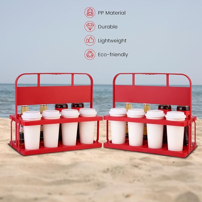 Reusable Drink Carrier with Handle for Food Delivery Drivers, Portable 8 Cup/Coffee Holder Accessories for Delivery, Foldable Drinks Caddy with Tray, Car Durable Plastic Festive Bottle, Vacation