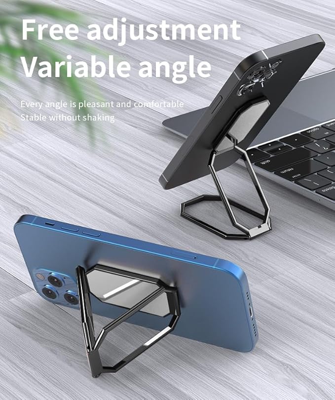 Phone Ring Holder Finger Kickstand Foldable Cellphone Stand 360° Rotation Metal Ring Grip for Magnetic Car Mount Compatible with iPhone Most Smartphone Black