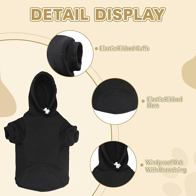 Dog Sweaters for Medium Dogs,Dog Hoodie Fleece Pet Sweater Soft Clothes Sweatshirt with Pocket Pet Hoodie for Medium Dogs(Black&M)