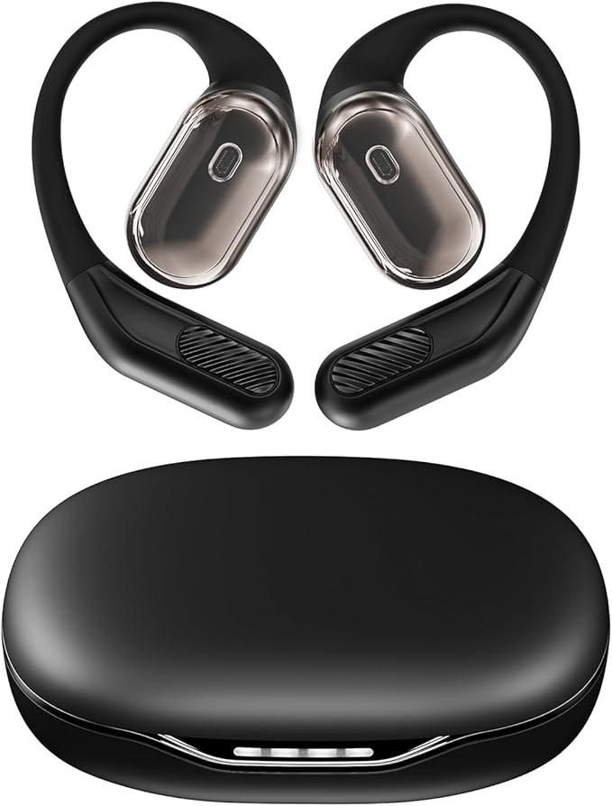 Open-Ear Headphones, Over Ear Earbuds with Ear Hooks, True Wireless Bluetooth Earphones with Microphone, Touch Control, Clear Calls, 60H Playtime, IPX7 Waterproof for Running and Workouts