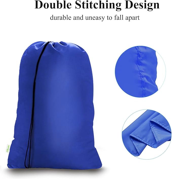 OTraki 2Pack Laundry Bag 28x45 inch Drawstring Laundry Basket Hamper Line Bag XXL Large Dirty Clothes Storage Travel Bag Machine Washable for Camp College Dorm, Blue&Black