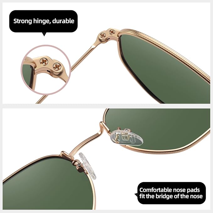 MEETSUN Polarized Hexagon Sunglasses for Women Men Polygon Square Sun Glasses UV400 Protection Metal Frame