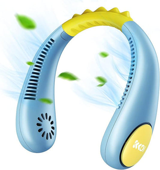Kids Neck Fan, Portable Bladeless Fans for Kid 4-14Y Girls & Boys, 2600mAh USB Personal Mini Cooling Fan for Travel/Camping/Study, 4 Speeds, Lightweight, Compact, Perfect Summer Gifts for Kids