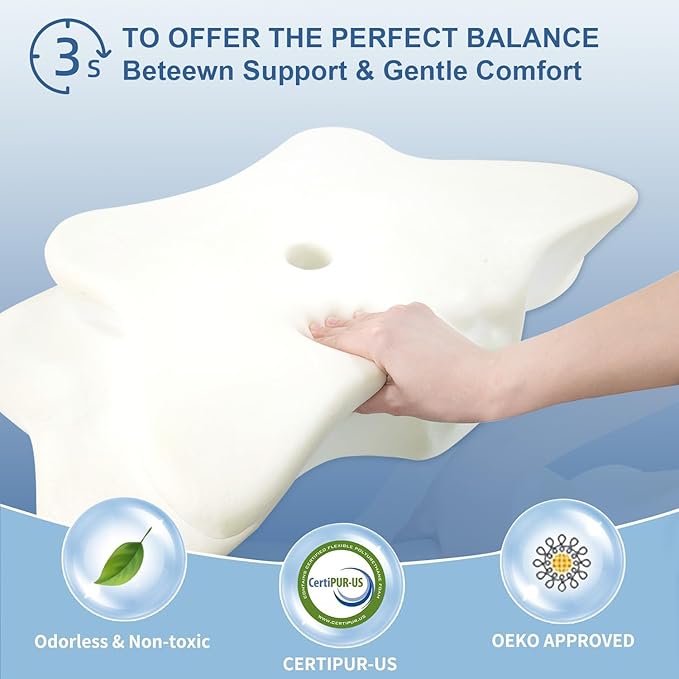 Pain Relief Cervical Pillow for Neck Support, Adjustable Ergonomic Pillow Cozy Sleeping, Odorless Orthopedic Memory Foam Pillows, Contour Bed Pillow for Side Back Stomach Sleeper-King Size