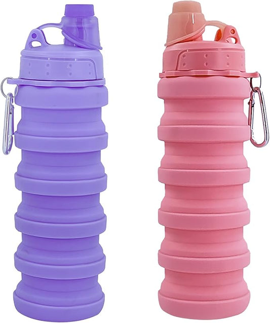 Collapsible Water Bottles Travel water bottle Sports Portable Sport Water Bottle Reusable Water Bottles comes with mountaineering Buckle 500ml silicone Water-proof camping water bottle