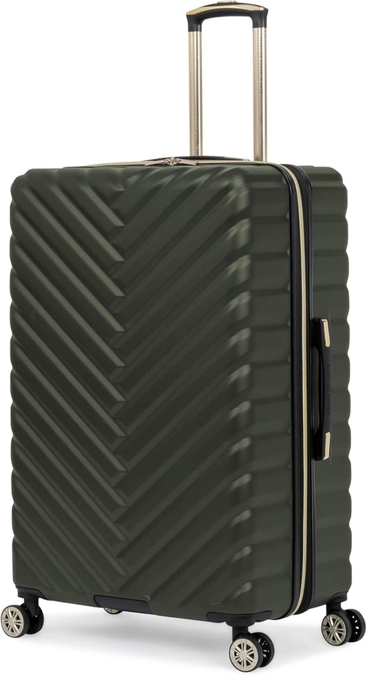 Kenneth Cole REACTION Madison Square Lightweight Hardside Chevron Expandable Spinner Luggage, Olive, 28-Inch Checked