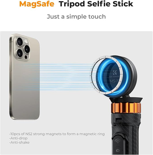 K&F Concept 63'' Magnetic Selfie Stick Tripod for iPhone, Lightweight Cellphone Stand with Wireless Remote, Compatible with iPhone 17 Pro Max/16/15/14/13/12 Series and All Phones