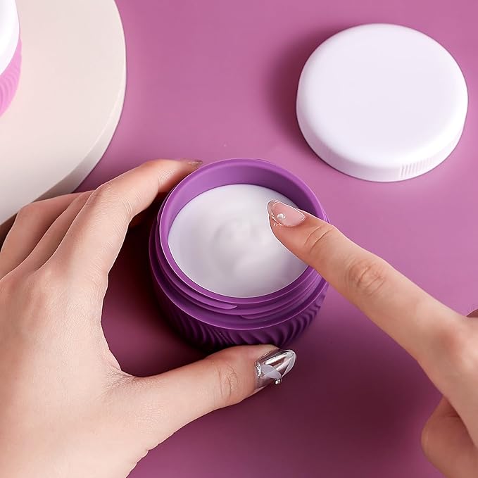 Travel Containers for Toiletries, Silicone Cream Jars BPA-Free, TSA Approved 2oz Travel Size Containers, Leak-proof Portable Size Silicone Jars with Lid for Face Hand Body Cream (4 Pack)