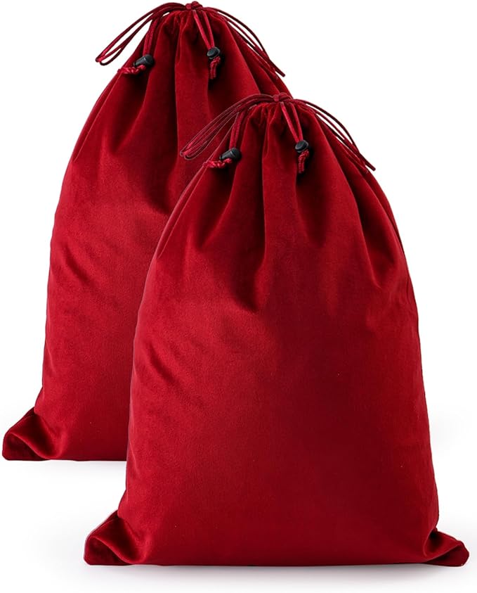 FantasyLife Shoe Bags for Travel, Washable Dust Bags for Storage & Packing, Flannel Shoe Pouch with Drawstring Closure for Purses, Handbags, Shoes & Toys (2, Rio Red)