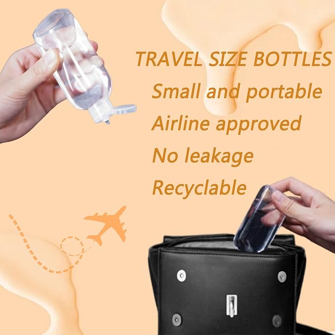 Clear Plastic Empty Squeeze Bottles 18 Pack 3.4oz/100ml with Flip Cap TSA Travel Bottle for Shampoo, Conditioner & Lotion (18 Counts)