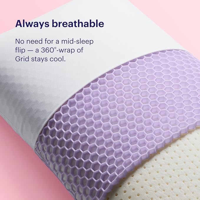 Purple Harmony Pillow - King Low, Greatest Pillow Ever Invented, 360º Hex Grid & Talalay Latex Core - No Pressure Support, Stays Cool, Luxurious Comfort
