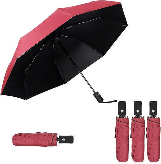 Kajaia 4 Pack Umbrellas Compact Windproof, Automatic Open and Close Folding Rain Umbrella Collapsible for Men Women Travel
